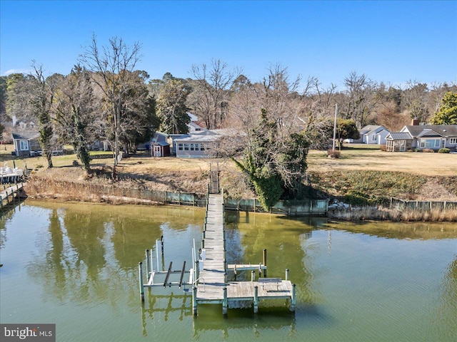 dock area featuring a water view