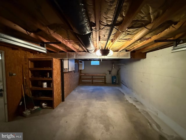 view of unfinished basement