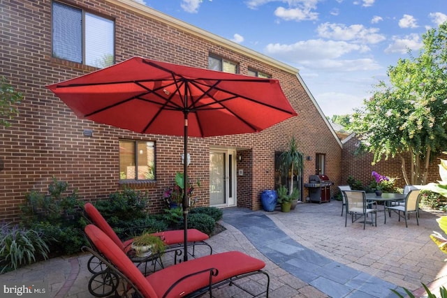 view of patio / terrace with area for grilling and outdoor dining area