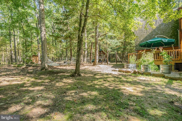 view of yard featuring playground community