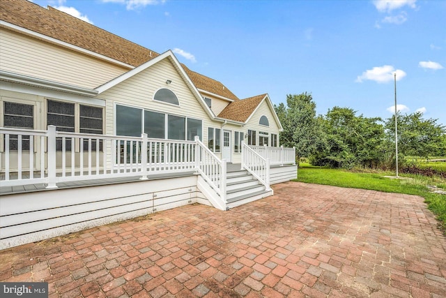 view of patio featuring a wooden deck