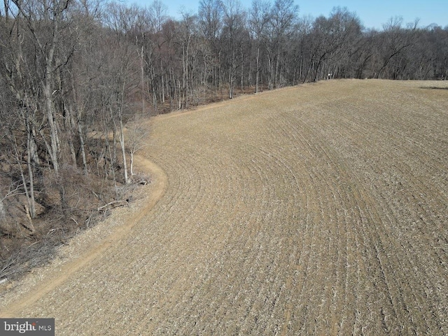 birds eye view of property featuring a forest view