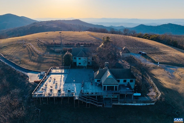 aerial view with a rural view and a mountain view