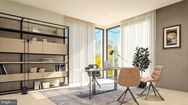 home office featuring wood finished floors and a wealth of natural light