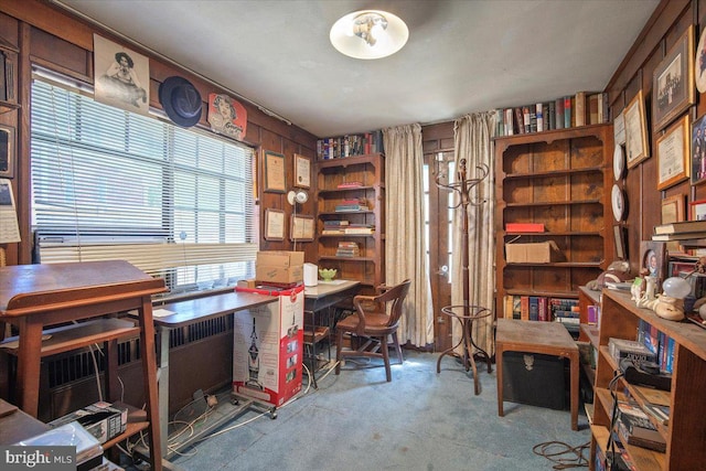 view of carpeted office space
