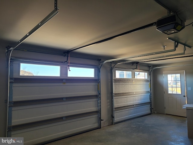 garage with a garage door opener