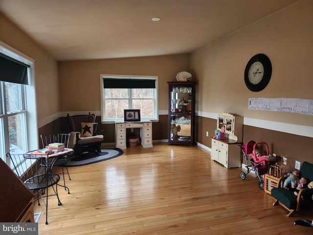 living area featuring light wood-type flooring