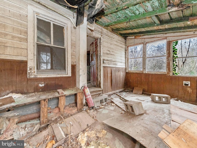 interior space with wooden walls