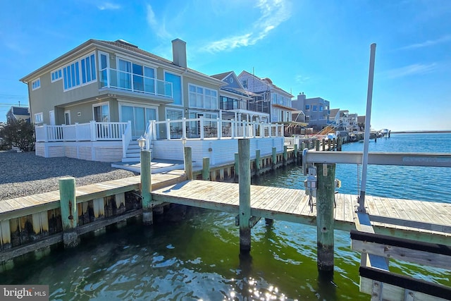 dock area with a water view