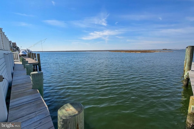 view of dock featuring a water view