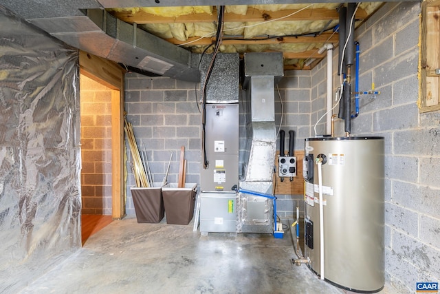 utilities featuring heating unit and water heater