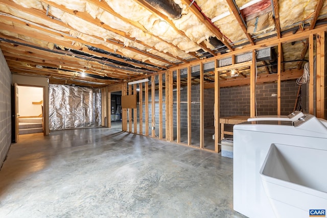 unfinished basement with a sink