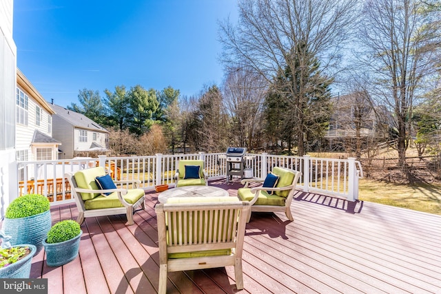 deck featuring an outdoor living space