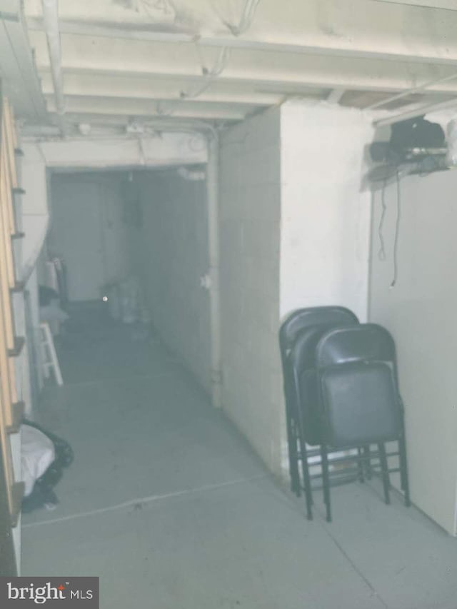 view of unfinished basement