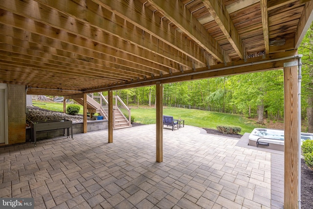 view of patio / terrace with stairway