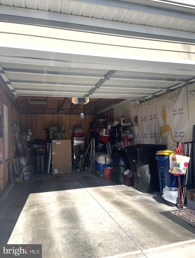 garage with a garage door opener