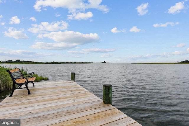 view of dock featuring a water view