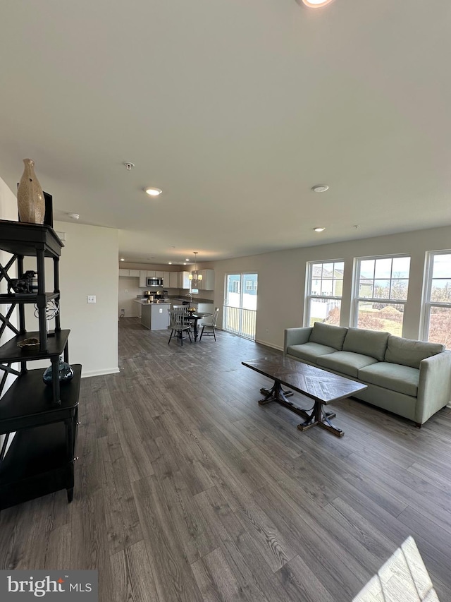 12 Chase Cir, Elkton, MD 21921 - living area with dark wood-style floors, baseboards, and recessed lighting