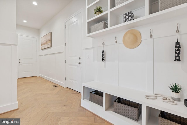 mudroom with recessed lighting