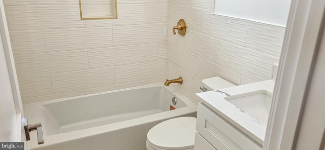 full bath with vanity, toilet, and tub / shower combination