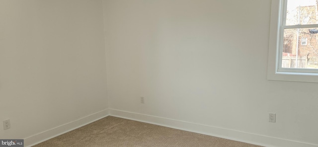 spare room with baseboards and carpet flooring