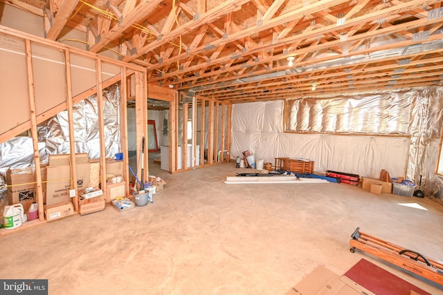 view of unfinished basement