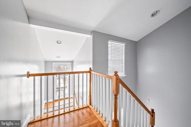 staircase featuring wood finished floors