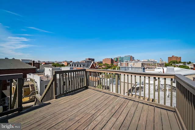 deck with a view of city