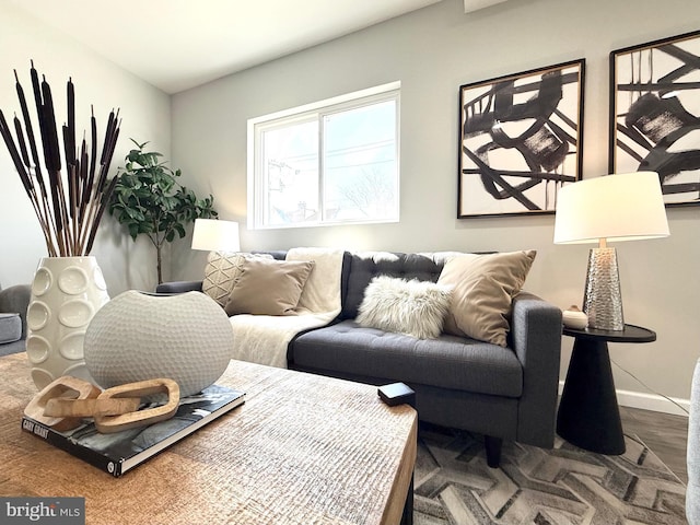 living area with baseboards