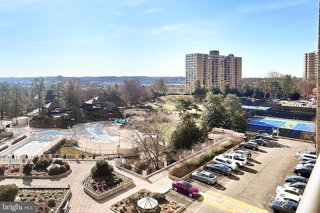 drone / aerial view with a view of city