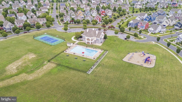 aerial view with a residential view