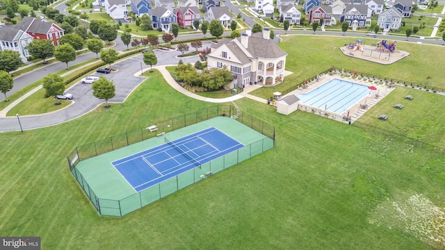 drone / aerial view with a residential view