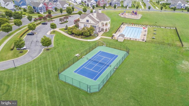drone / aerial view with a residential view