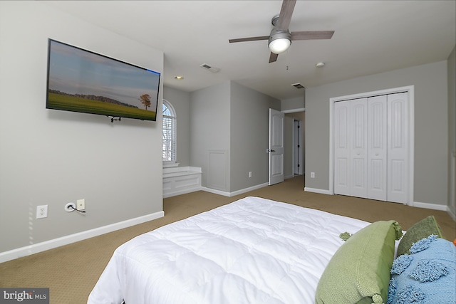 bedroom featuring carpet, baseboards, and visible vents