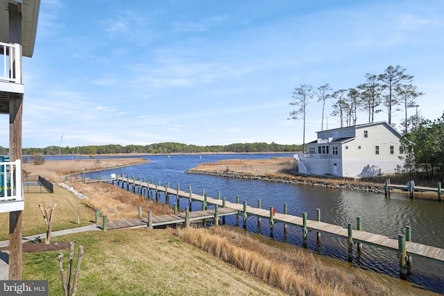 view of dock featuring a water view