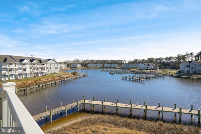 view of dock featuring a water view