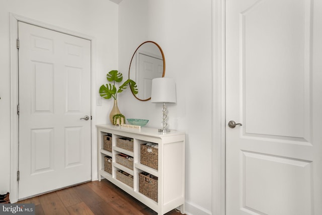 hall featuring dark wood-style flooring