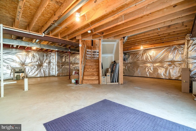 view of unfinished basement