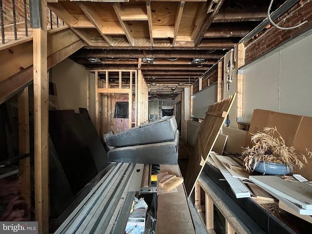 view of unfinished basement