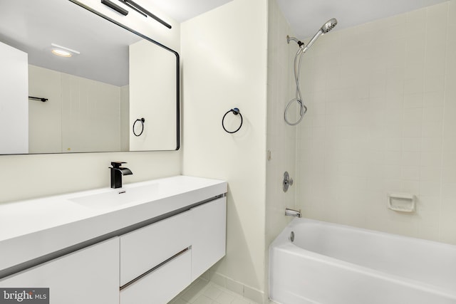 full bathroom with shower / tub combination and vanity