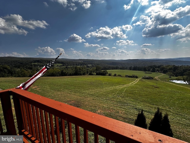 view of yard with a rural view