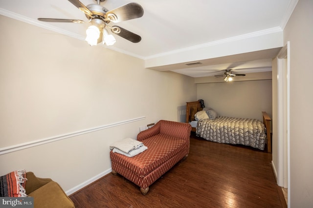 2036 Coast Guard Dr, Stafford, VA 22554 - bedroom with wood finished floors, ornamental molding, baseboards, and a ceiling fan
