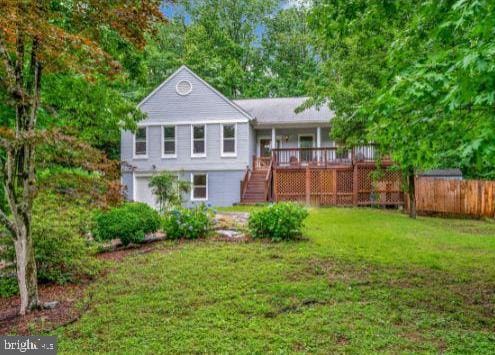 2036 Coast Guard Dr, Stafford, VA 22554 - back of house with stairway and a wooden deck