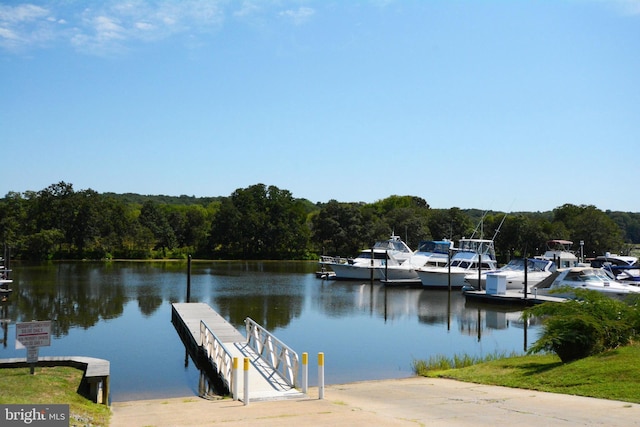 2036 Coast Guard Dr, Stafford, VA 22554 - dock area with a boat ramp, a water view, and a view of trees