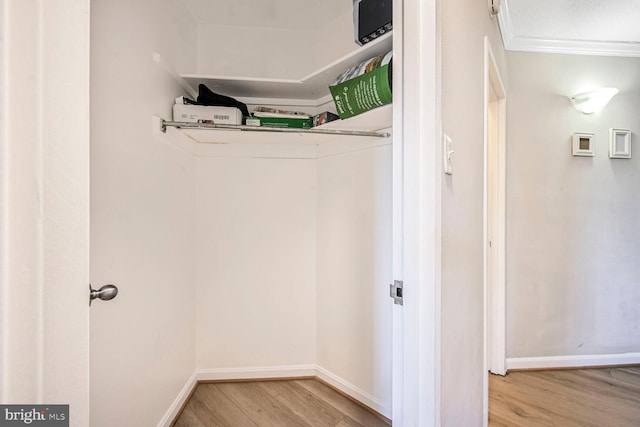 spacious closet with wood finished floors