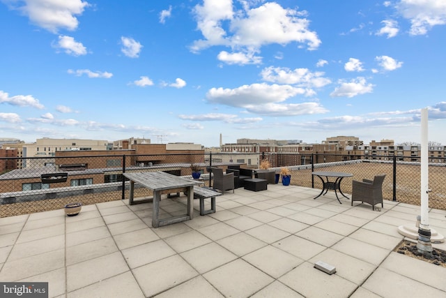 view of patio with a view of city