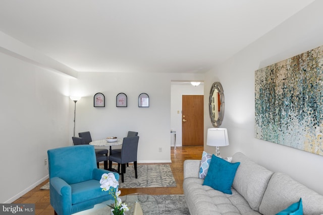 living area with baseboards