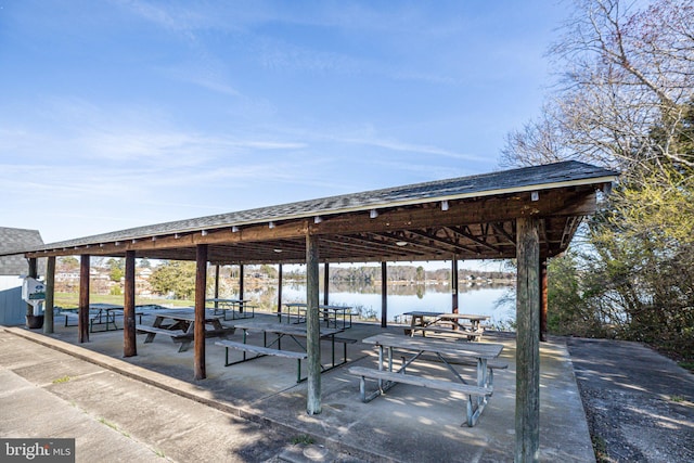 view of dock featuring a water view