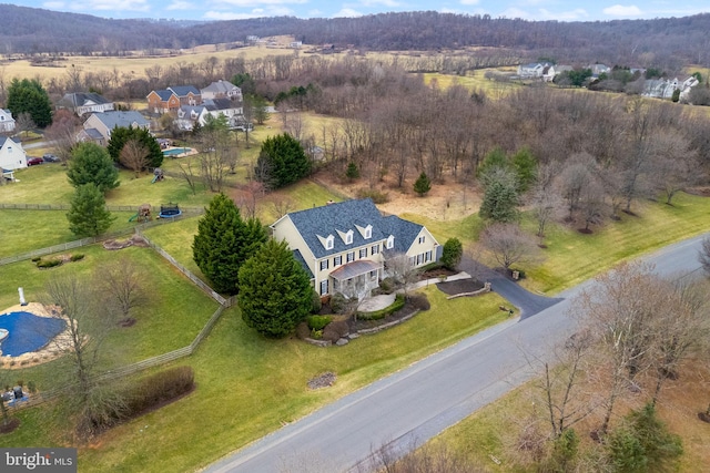 aerial view featuring a rural view