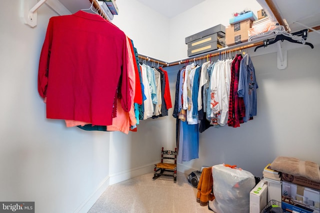 walk in closet featuring carpet